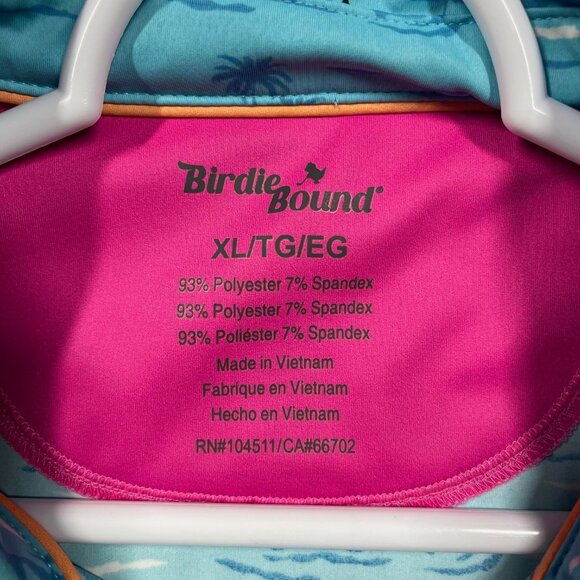 Birdie Bound Men's XL Blue Flamingo Print Golf Polo‎ Shirt Stretch Performance - Picture 2 of 6